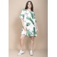 Vestido Curto Plano Estampa Folhagem Poética