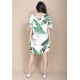 Vestido Curto Plano Estampa Folhagem Poética