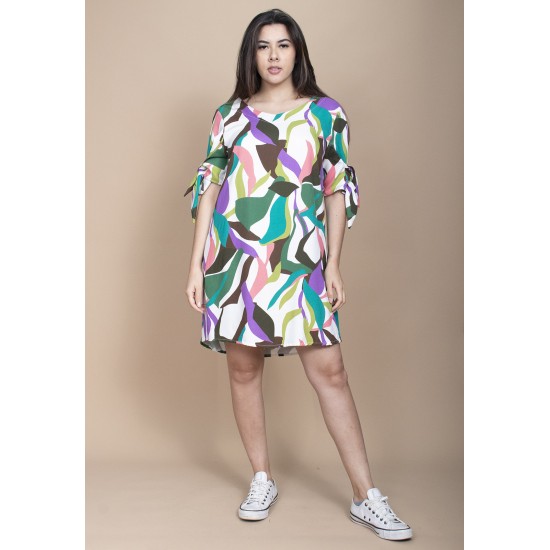 Vestido Curto Plano Estampa Encanto Botânico
