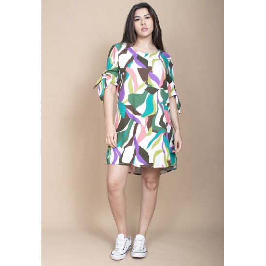 Vestido Curto Plano Estampa Encanto Botânico