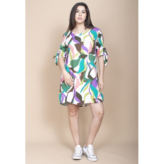 Vestido Curto Plano Estampa Encanto Botânico