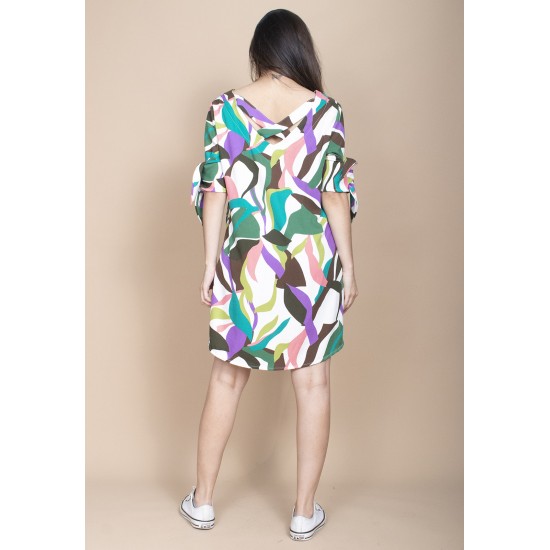 Vestido Curto Plano Estampa Encanto Botânico