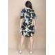 Vestido Curto Pataxô Viscose Mullet Decote V Estampa Jardim Noturno