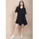 Vestido Curto Pataxô Viscose Mullet Decote V Preto