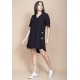 Vestido Curto Pataxô Viscose Mullet Decote V Preto
