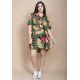 Vestido Curto Pataxô Viscose Mullet Decote V Estampa Festa do Tucanos