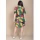 Vestido Curto Pataxô Viscose Mullet Decote V Estampa Festa do Tucanos