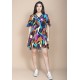 Vestido Curto Pataxô Viscose Mullet Decote V Estampa Aurora Urbana