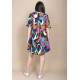 Vestido Curto Pataxô Viscose Mullet Decote V Estampa Aurora Urbana