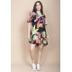 Vestido Curto Pataxô Viscose Mullet Decote V Estampa Noite Botânica