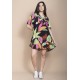 Vestido Curto Pataxô Viscose Mullet Decote V Estampa Noite Botânica