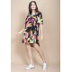 Vestido Curto Pataxô Viscose Mullet Decote V Estampa Noite Botânica