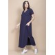 Vestido Midi Abapã Malha com Bolso Azul Marinho