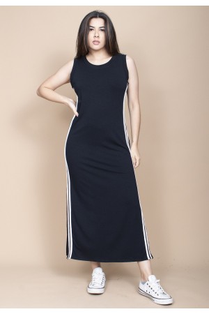 Vestido Midi Fenda Lateral Track Dress Preto