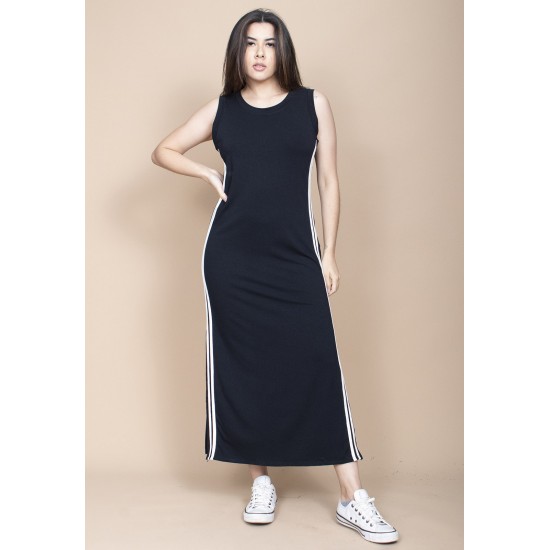 Vestido Midi Fenda Lateral Track Dress Preto