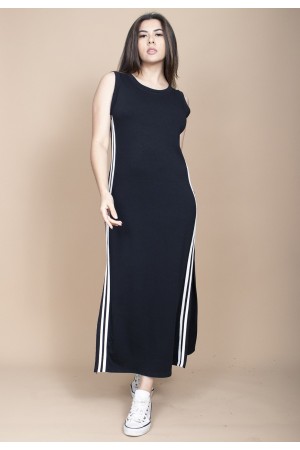 Vestido Midi Fenda Lateral Track Dress Preto