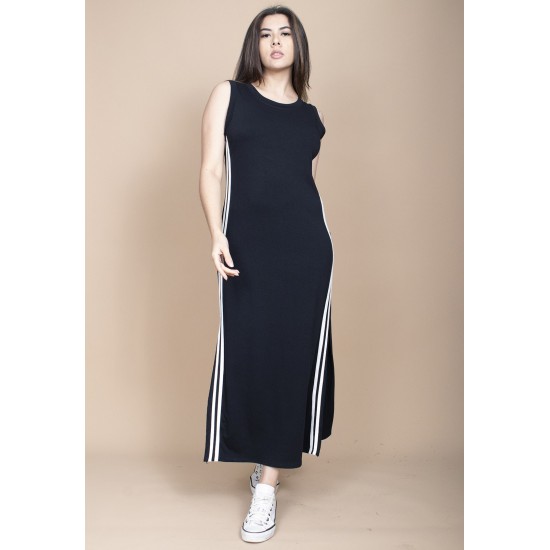 Vestido Midi Fenda Lateral Track Dress Preto