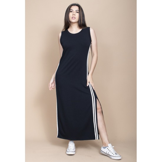 Vestido Midi Fenda Lateral Track Dress Preto