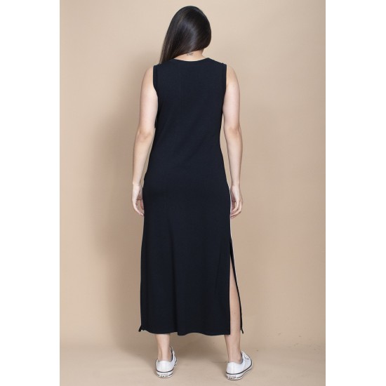 Vestido Midi Fenda Lateral Track Dress Preto