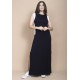 Vestido Longo Malha Preto com Detalhes Branco Black White