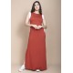 Vestido Longo Malha Laranja com Detalhes Branco 
