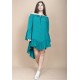 Vestido Curto Viscose Com Babados Verde