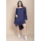 Vestido Curto Viscose Com Babados Azul Marinho