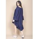 Vestido Curto Viscose Com Babados Azul Marinho