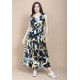 Vestido Regata Longo Peri Viscose Camadas Estampa Jardim Noturno