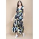 Vestido Regata Longo Peri Viscose Camadas Estampa Jardim Noturno