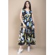 Vestido Regata Longo Peri Viscose Camadas Estampa Jardim Noturno