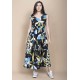 Vestido Regata Longo Peri Viscose Camadas Estampa Jardim Noturno