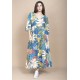 Vestido Longo Plano com Manga e Camadas Estampa Brisa Botãnica