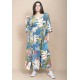 Vestido Longo Plano com Manga e Camadas Estampa Brisa Botãnica