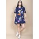 Vestido Curto Pataxô Viscose Mullet Decote V Estampa Festa das Flores