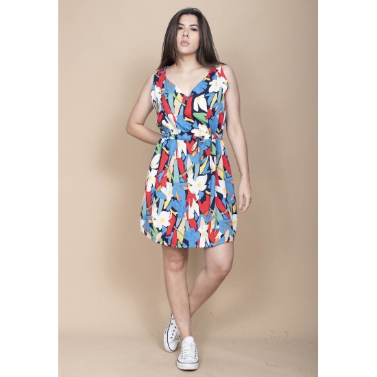 Vestido Plano Curto Estampa Floresce