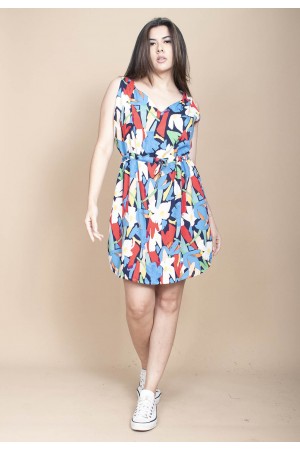 Vestido Plano Curto Estampa Floresce