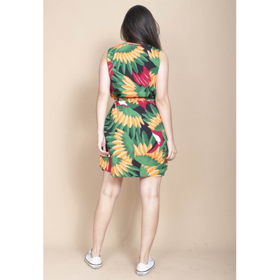 Vestido Plano Curto Estampa Festa dos Tucanos