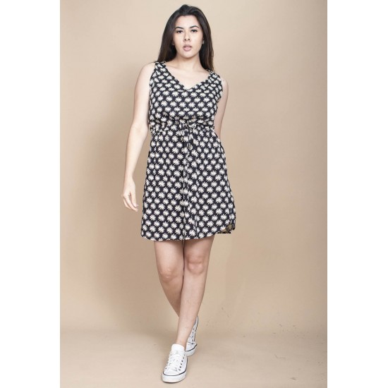 Vestido Plano Curto Estampa Encanto das Margaridas