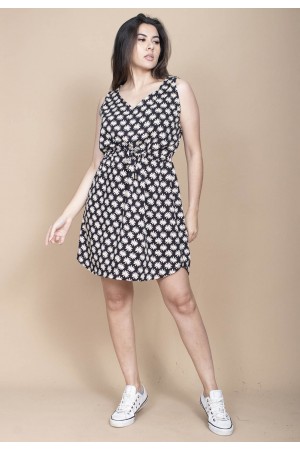 Vestido Plano Curto Estampa Encanto das Margaridas