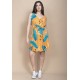 Vestido Plano Curto Estampa Aurora Botânica
