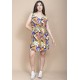 Vestido Plano Curto Estampa Cores Vibrantes