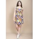 Vestido Plano Curto Estampa Cores Vibrantes