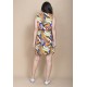 Vestido Plano Curto Estampa Cores Vibrantes