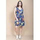 Vestido Plano Curto Estampa Maré Vibrante