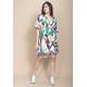 Vestido Curto Pataxô Viscose Mullet Decote V Estampa Encanto Botânico