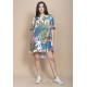 Vestido Curto Pataxô Viscose Mullet Decote V Estampa Brisa Botânica