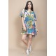 Vestido Curto Pataxô Viscose Mullet Decote V Estampa Brisa Botânica