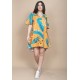Vestido Curto Pataxô Viscose Mullet Decote V Estampa Aurora Botânica