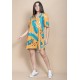 Vestido Curto Pataxô Viscose Mullet Decote V Estampa Aurora Botânica